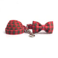 Red Plaid Dog Collar with Bowtie