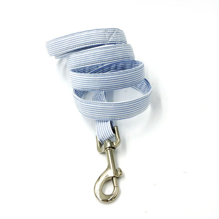Blue Striped Dog  Collar Set with Bowtie and Leash