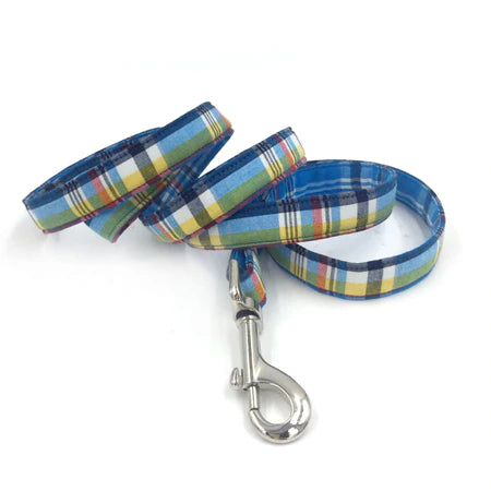 Blue Striped Collar with Bowtie or Set with Leash for Pets