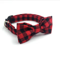Red Plaid Collar with Bow Tie