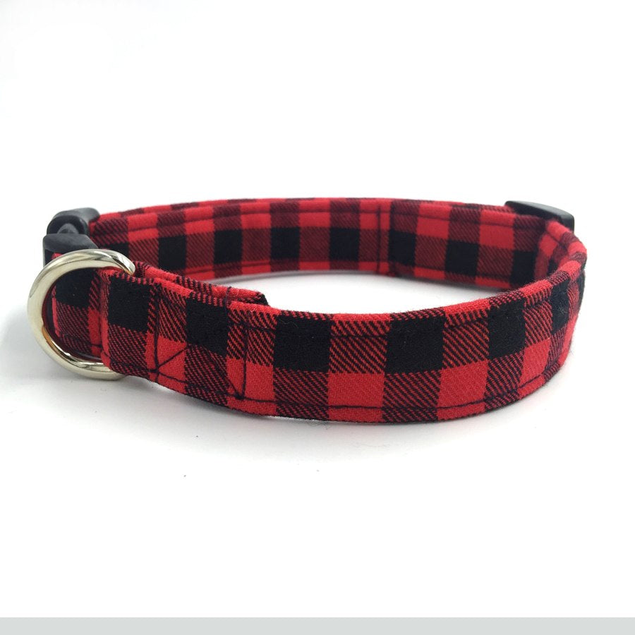 Red Plaid Collar with Bow Tie