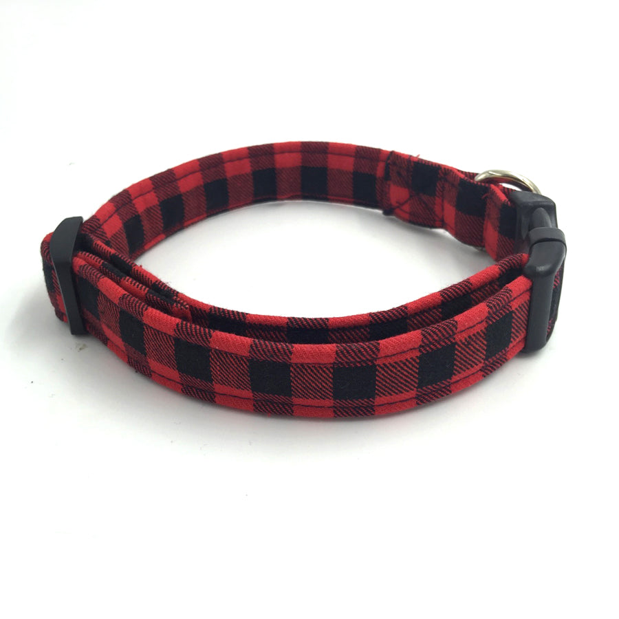 Red Plaid Collar with Bow Tie