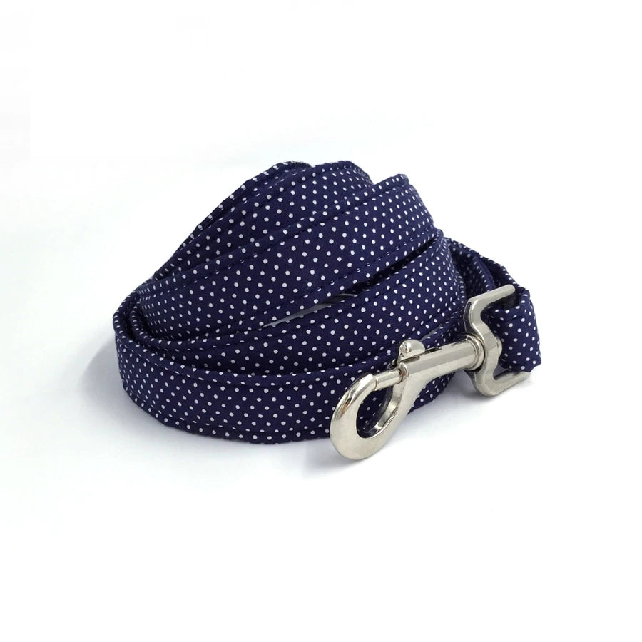 Blue Dog Collar and Lead Set with Bowtie