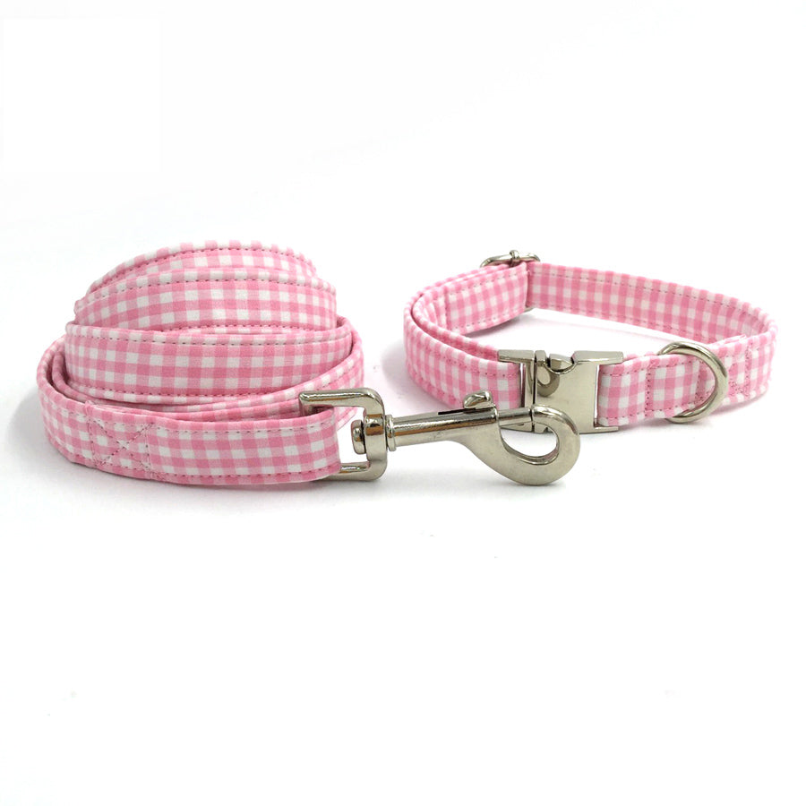 Checkered Dog Bowtie Collar and Leash Set