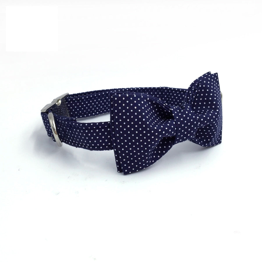 Blue Dog Collar and Lead Set with Bowtie