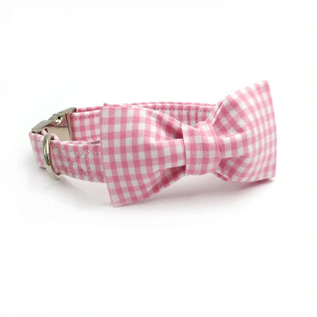 Checkered Dog Bowtie Collar and Leash Set
