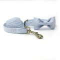 Blue Striped Dog  Collar Set with Bowtie and Leash