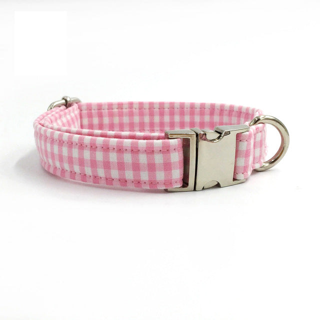 Checkered Dog Bowtie Collar and Leash Set