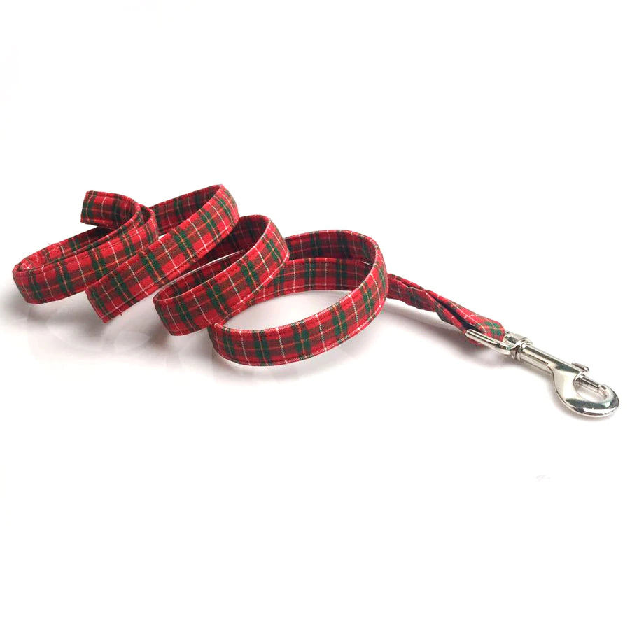 Red Plaid Dog Collar with Bowtie